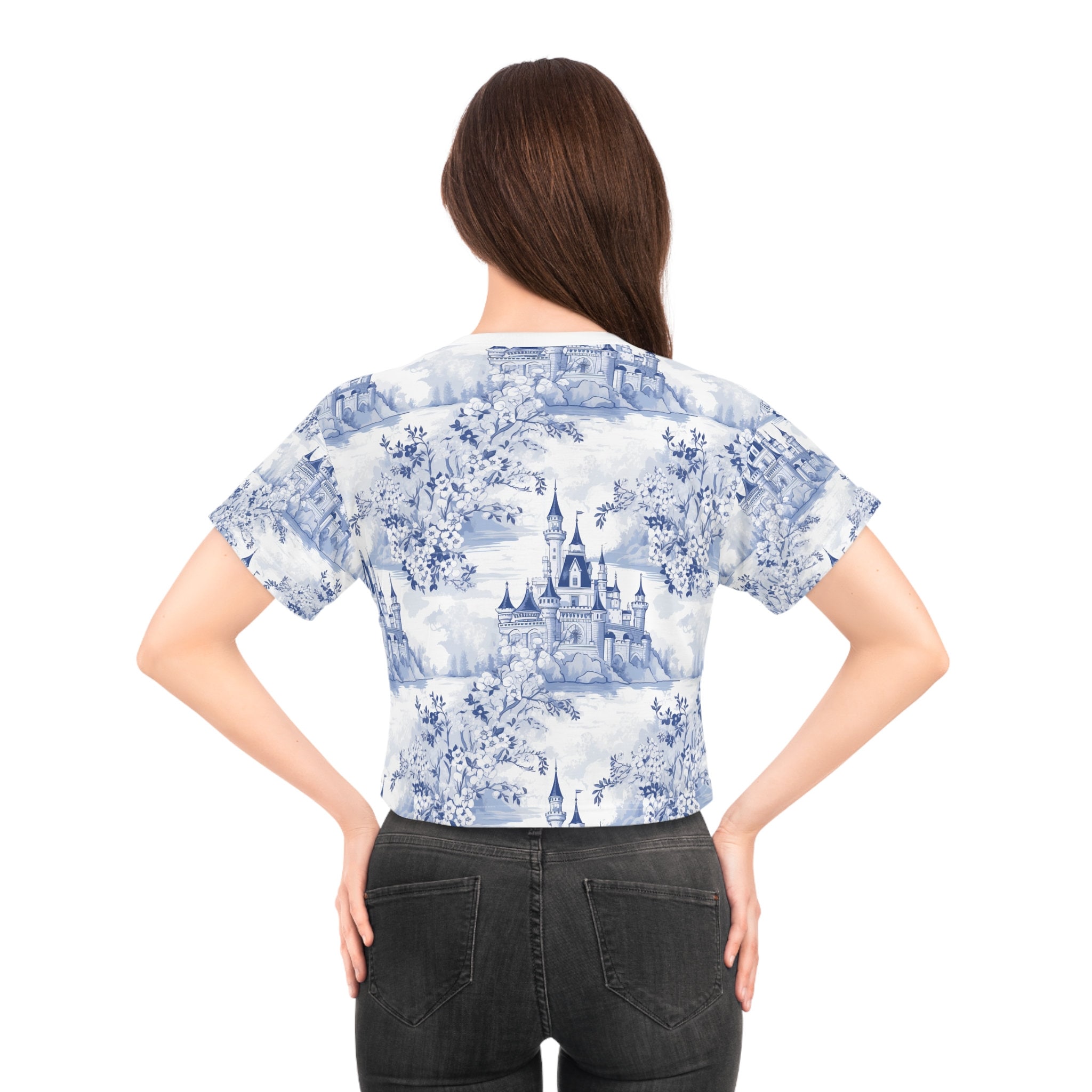 Magical Castle Toile Print Crop Tee - Etsy