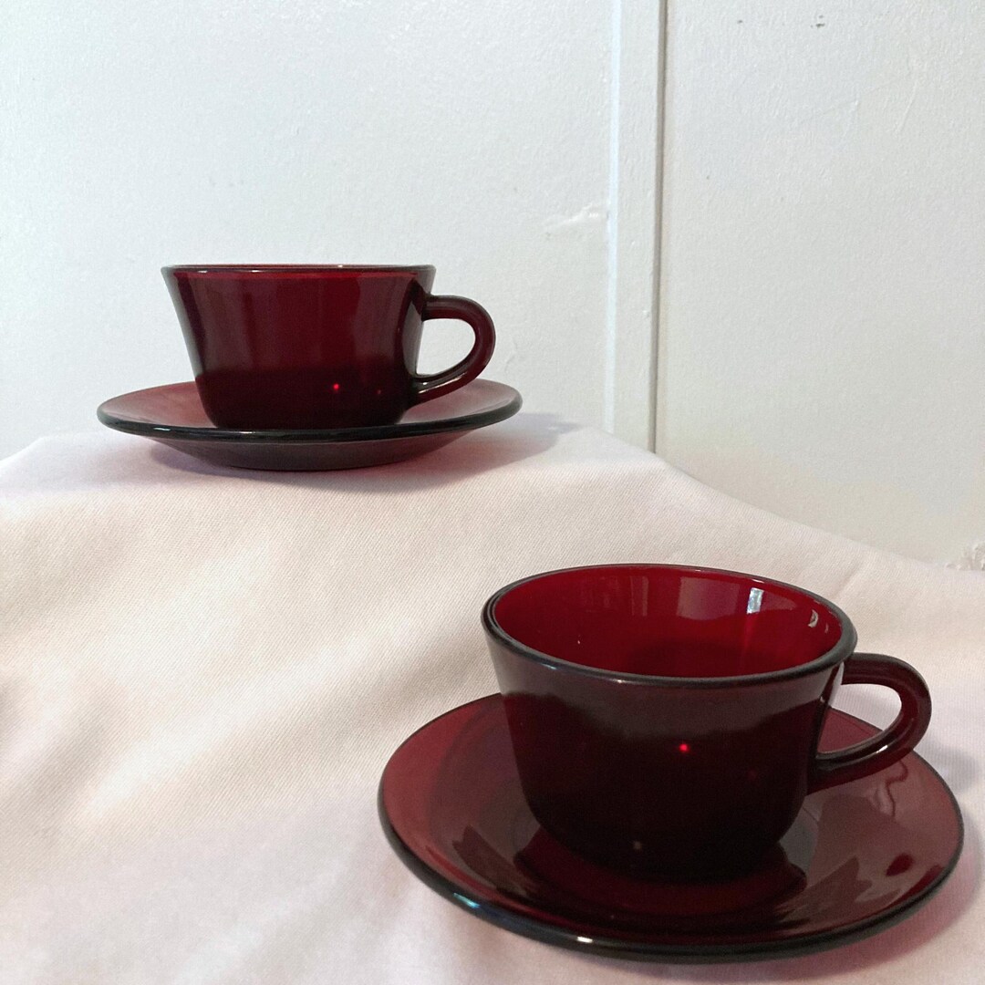 Avon Cape Cod Ruby Red Cup and Saucer - Set of 2 - Etsy