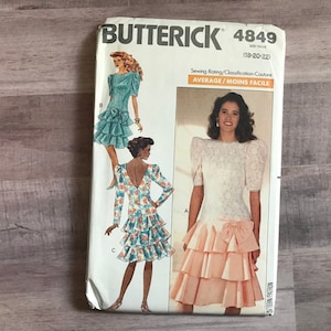 Butterick 4849 | Misses Drop Waist Flounce Dress | Vintage 1990 | Size 18-20-22 Semi Formal Dress | Paper Pattern | Uncut - Etsy Butterick 4849 | Misses Drop Waist Flounce Dress | Vintage 1990 | Size 18-20-22 Semi Formal Dress | Paper Pattern | Uncut - Etsy