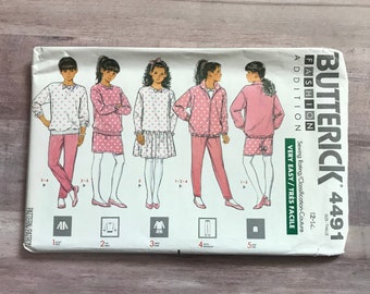 Butterick Pattern 4491 - Girls Dress Pattern - 5 Girls Outfits - Sewing Pattern - Sewing Supply - Easy to Sew - 1989 Vintage - Size 12-14
