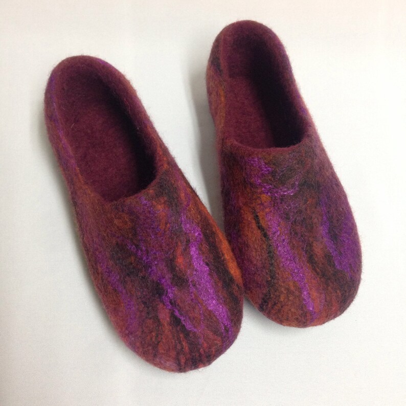 Felted wool slippers Rubber soles non slip slippers Women wool Etsy