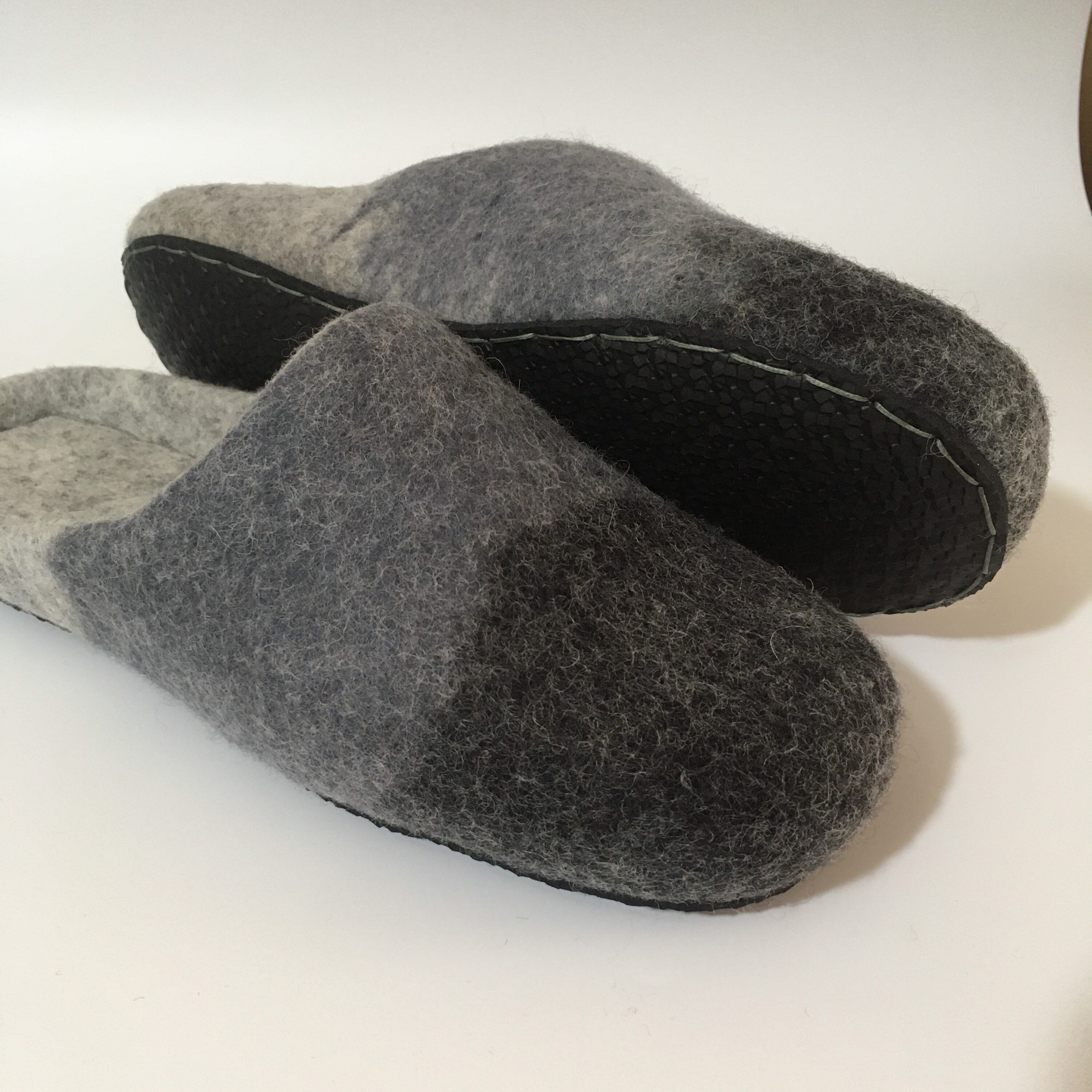 Mens felted wool slippers Slip on rubber soles home shoes | Etsy