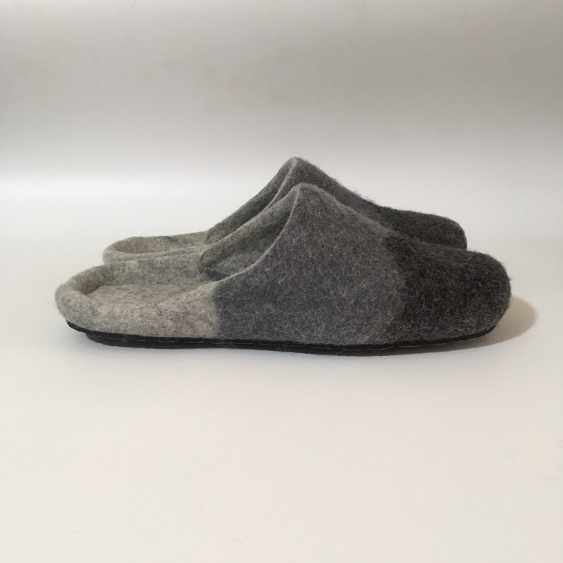 Mens felted wool slippers Slip on rubber soles home shoes Etsy