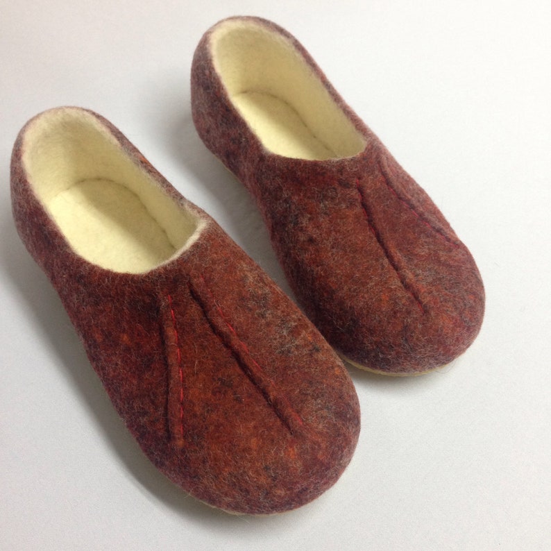 Felted slippers Wool women slippers Rubber soles non slip Etsy