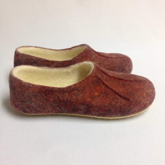 Felted slippers Wool women slippers Rubber soles non slip Etsy