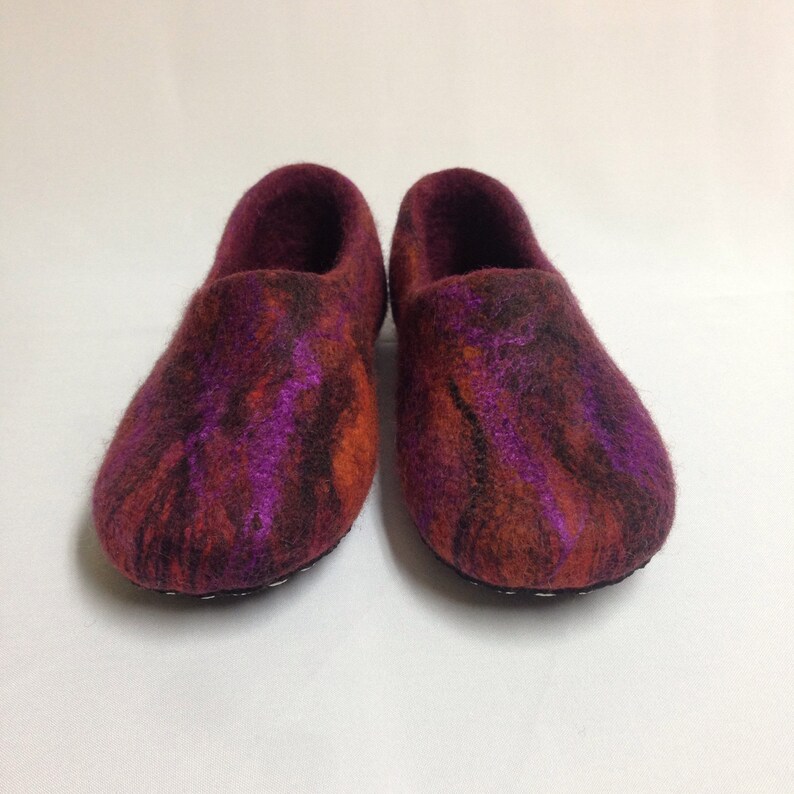 Felted wool slippers Rubber soles non slip slippers Women wool | Etsy