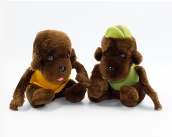 Vintage Set of Stuffed Monkeys, Plush Stuffed Animals