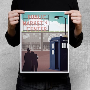 Cartel inspirado en doctor OMS - el Doctor y La Rosa en Seattle