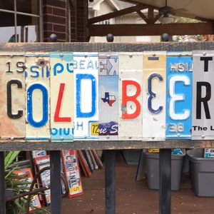 COLD BEER / Bar decor, Rustic License plate sign, happy hour, porch sign, 5:00 somewhere, Fathers day, patio sign, garage sign, birthday