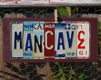 MANCAVE - Custom license plate sign / Fathers day