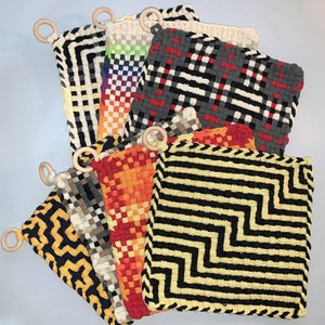 Handgemachte Topflappen, extra Groß 100% Baumwolle, 20,5 cm, Pro-sized, Farbenvielfalt, Gastgeschenk, Topflappen, Küchengeschirr, gewebt, Topflappen, gewebt