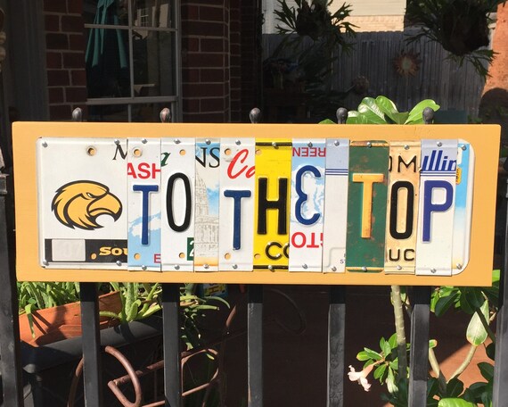 To The Top Logo Southern Mississippi Golden Eagles License Plate Sign Graduation Gift Tailgate Alumni Wooden Sign Fathers Day