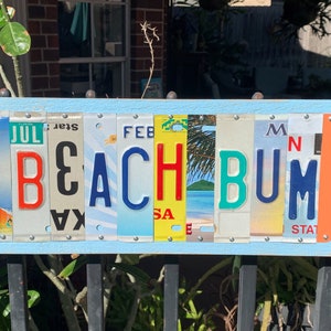 BEACH BUM license plate signs - beach house, island, tropical sign, happy hour, personalize, tiki bar, beach lover gift, bar decor, birthday