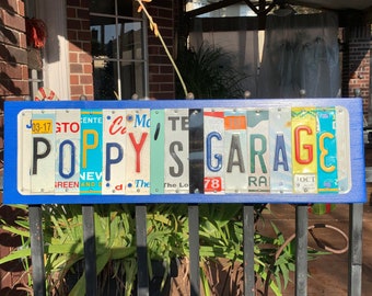 Poppy, PawPaw, Pop, Papa, Grandpa's Place, Shed, Garage, Shop license plate sign, Father's Day gift, Christmas gift for dad or grandpa