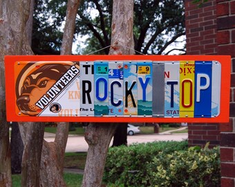 ROCKY TOP w/logo - University of Tennessee Volunteers - custom license plate sign / tailgate / alumni / graduation gift