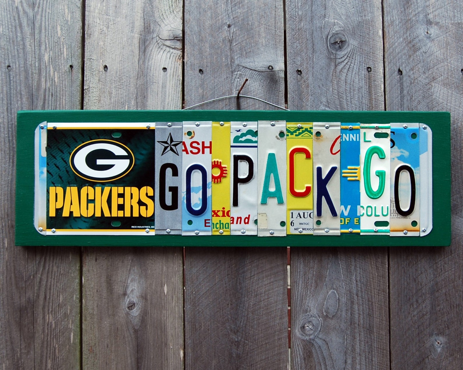 GO PACK GO Logo Green Bay Packers Football License Plate Sign Etsy
