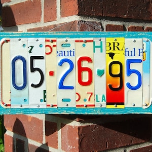 Anniversary, Wedding, Birthday date custom license plate sign, wedding gift, reception decor, aluminum anniversary gift, gift for him or her