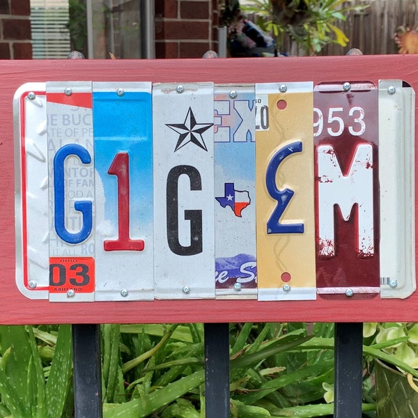 HOWDY, WHOOP, GiG'EM - Custom made Aggie License Plate sign, tailgate, bar decor, sports sign, Aggie fan gift, graduation gift