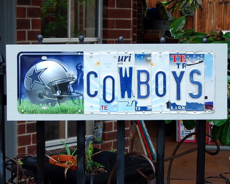COWBOYS Dallas Cowboys Custom License Plate Sign / Tailgate Etsy