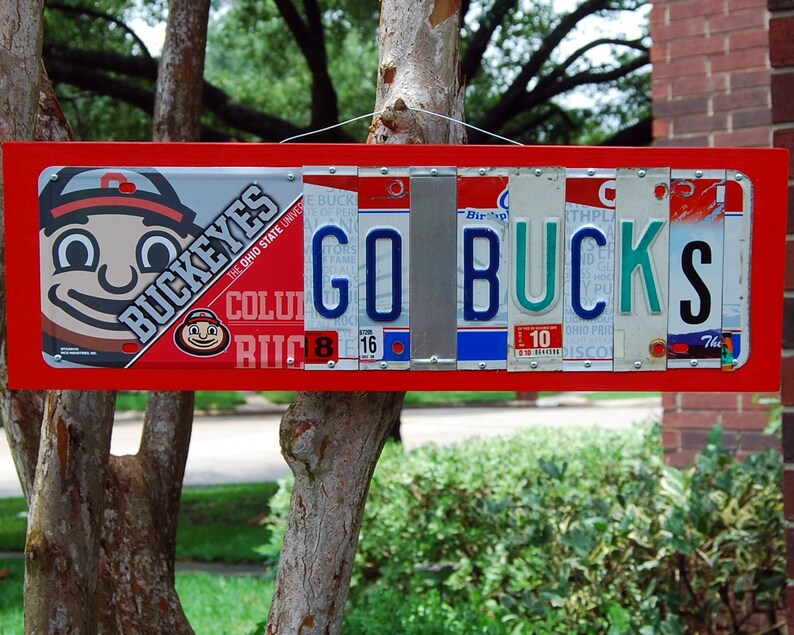 GO BUCKS logo Ohio State Buckeyes license plate sign / | Etsy