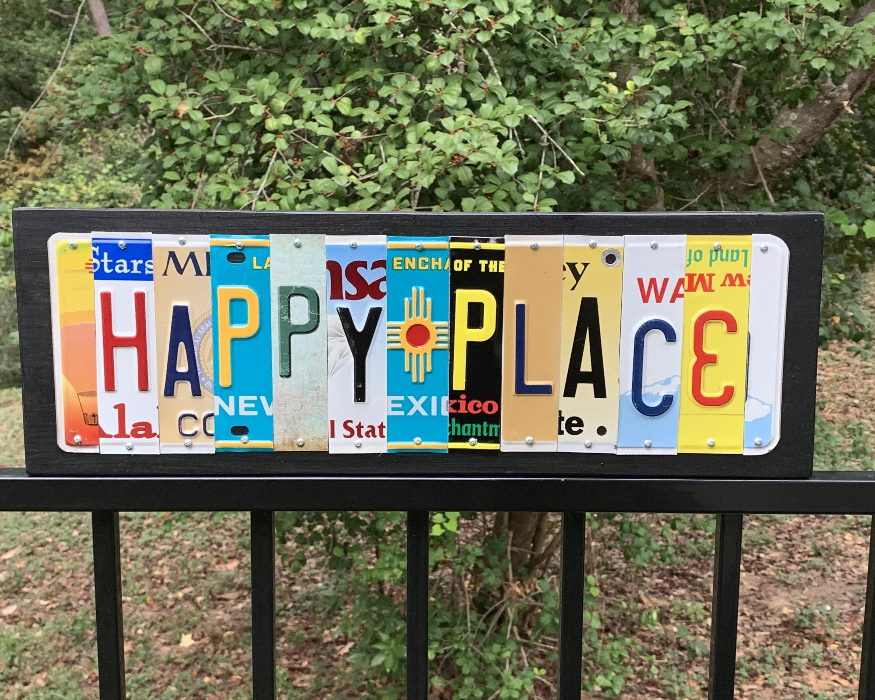 Custom 10 Letter License Plate Sign - Beach House, Vintage Wood Sign, Distressed Design Your Own Bar Decor, Outdoor, Patio, Gift