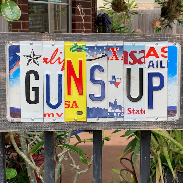 GUNS UP - custom Texas Tech Red Raiders license plate sign, Red Raiders football, graduation gift, tailgate, Texas Tech sign, Fathers day