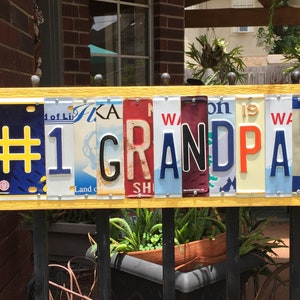 Number 1 GRANDPA - license plate sign, Fathers day, Grandpa gift, grandfather, personalized sign, man cave, porch sign