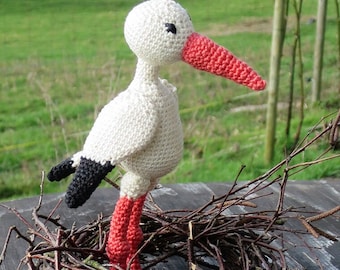 PDF crochet pattern Adebar, the rattle stork