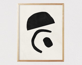 Abstract art shapes neutral print - Mid century modern wall art - Minimalist geometric Interior decor  - DIGITAL DOWNLOAD 16x20
