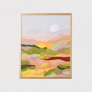 Abstract landscape field print - Nature - Mid century modern wall art - Illustration decor - Room interior decor  - DIGITAL DOWNLOAD 16x20