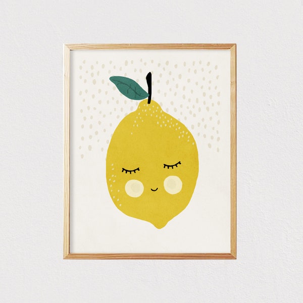 Lemon print - Mid century modern kids - Children's wall art - Kids room decor - Nursery room interior decor  - DIGITAL DOWNLOAD 16x20