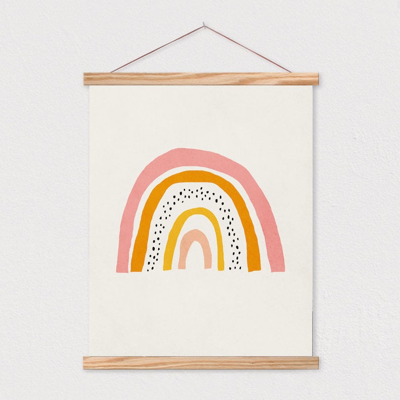 Rainbow Mid Century Modern Kids Wall Art Children's Etsy