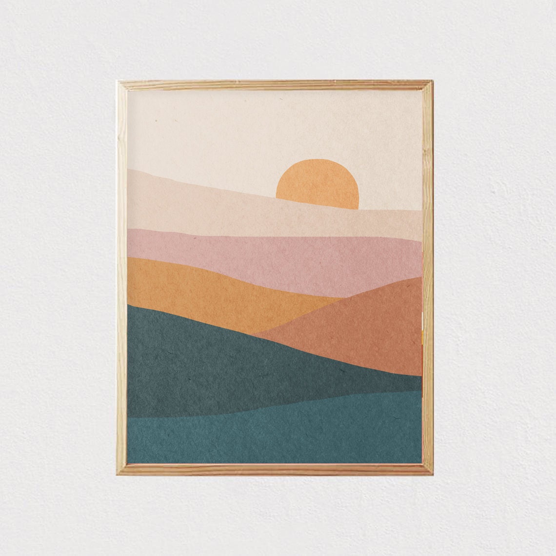 Abstract Landscape Sun Print - Mid Century Modern Wall Art - Art Print ...