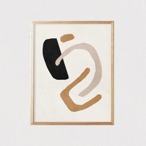 Abstract art shapes neutral print - Mid century modern wall art - Minimalist geometric Interior decor  - DIGITAL DOWNLOAD 16x20