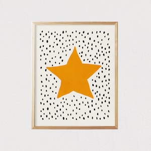 Yellow star - Mid century modern kids wall art - Children's art - Kids decor - Nursery room interior decor  - DIGITAL DOWNLOAD 16x20