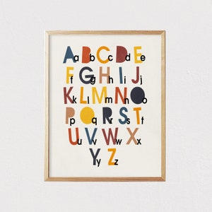 Alphabet - Mid century modern kids wall art - Children's wall art - Kids room decor - Nursery room interior decor  - DIGITAL DOWNLOAD 16x20