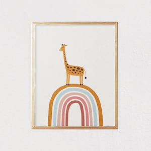 Giraffe Animal print - Mid century modern wall art - Children's art - Kids decor - Nursery room interior decor  - DIGITAL DOWNLOAD 16x20