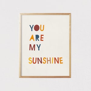 You are my sunshine - Mid century modern kids wall art - Children&#39;s art - Kids decor - Nursery room interior decor  - DIGITAL DOWNLOAD 16x20