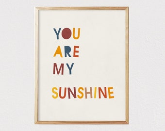 You are my sunshine - Mid century modern kids wall art - Children's art - Kids decor - Nursery room interior decor  - DIGITAL DOWNLOAD 16x20