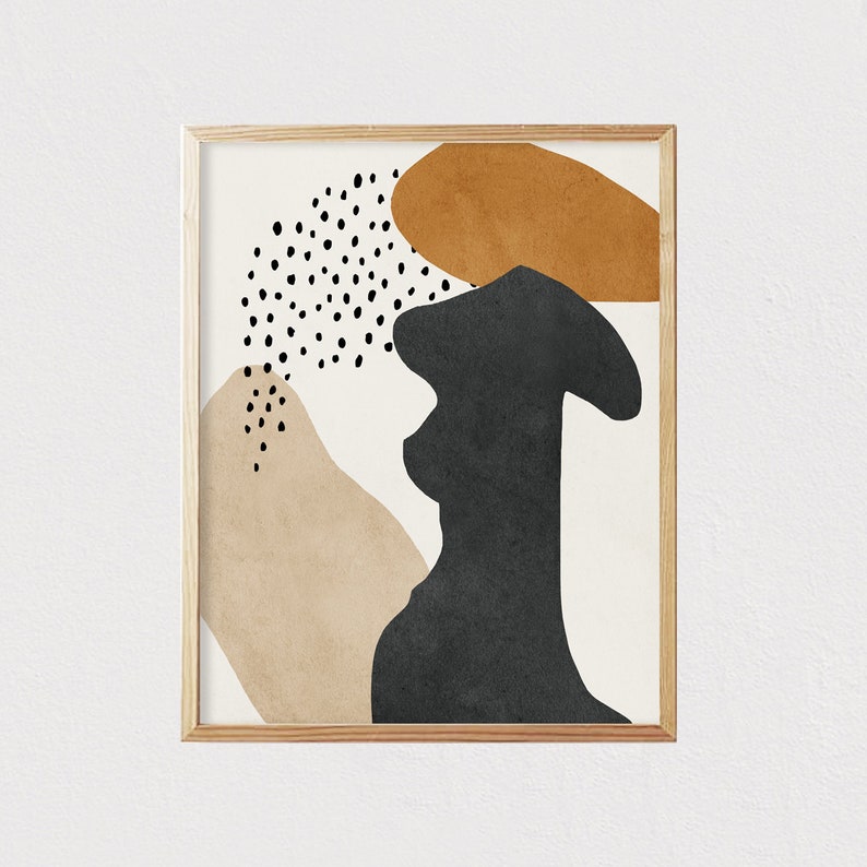 Abstract Woman Silhouette Neutral Art Print Mid Century Etsy