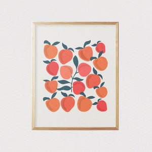 Pink peaches fruit art - Mid century modern wall art - Children's wall art - Kids room decor - Nursery room decor  - DIGITAL DOWNLOAD 16x20