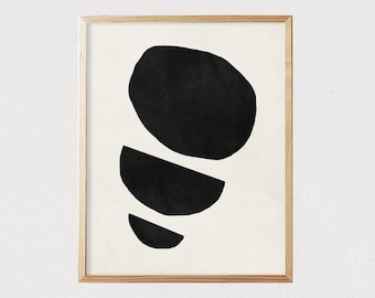 Abstract art shapes neutral print - Mid century modern wall art - Minimalist geometric Interior decor  - DIGITAL DOWNLOAD 16x20