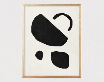 Abstract art shapes neutral print - Mid century modern wall art - Minimalist geometric Interior decor  - DIGITAL DOWNLOAD 16x20