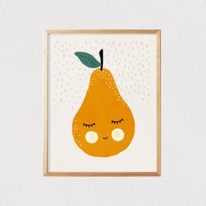 Pear art - Mid century modern kids wall art - Children's wall art - Kids room decor - Nursery room interior decor  - DIGITAL DOWNLOAD 16x20