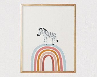Zebra Animal print - Mid century modern wall art - Children's art - Kids decor - Nursery room interior decor  - DIGITAL DOWNLOAD 16x20