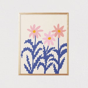 Abstract cute illustration flowers art - Mid century art - Children's wall art - Kids room - Nursery room decor  - DIGITAL DOWNLOAD 16x20