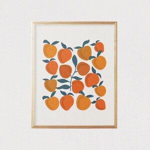 Orange peaches fruit art - Mid century modern wall art - Children&#39;s wall art - Kids room decor - Nursery room decor - DIGITAL DOWNLOAD 16x20