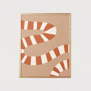 Striped snake - Neutral boho kids art - Kids Playroom Kids art - Earth tones - Nursery room interior decor - Mid century -DIGITAL FILE 16x20