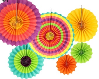 6 Pack Tissue Paper Fans - Rosettes - Pinwheels - Wedding Party Decorations - Backdrop Decorations - Birthday Party Decorations