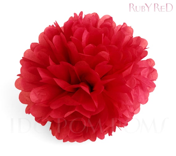 Ruby Red Tissue Paper Pom Poms Wedding Party Decorations Etsy